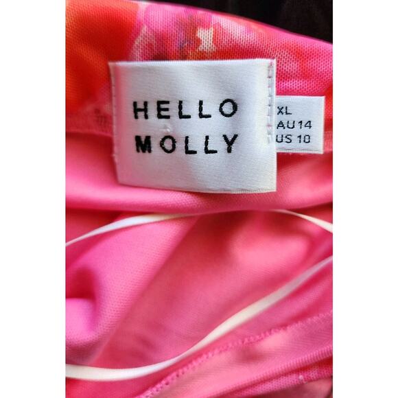 Hello Molly Quite The Love Pink Floral Maxi Mesh Dress Front Slit XL - Picture 6 of 6